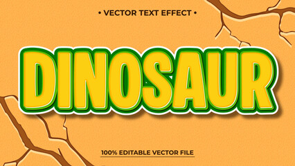 Dinosaur text effect with cracked earth background editable vector design