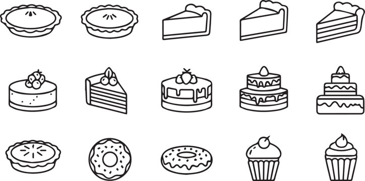 Assortment of delicious baked goods and desserts including cakes, pies, donuts, and cupcakes - Powered by Adobe