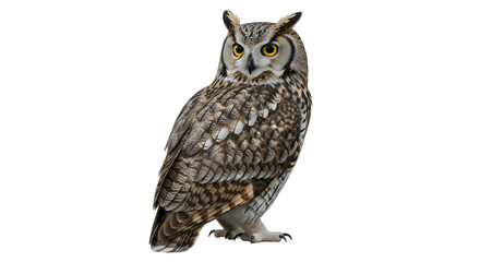 Owl portrait on white background