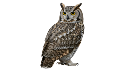 Owl portrait on white background