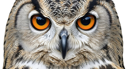Obraz premium Close-up of a majestic owl head isolated on white