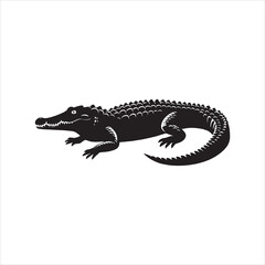 Alligator or Crocodile Lying Down Silhouette