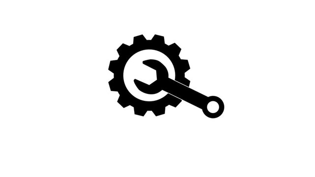Wrench and gear icon, mechanical Repair tools concept logotype icon animation.