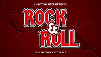 Bold Rock and Roll Text Effect with Red and White Colors and Cracks
