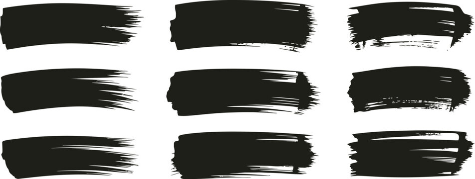 Abstract black brush strokes with hand-painted texture, ideal for grunge effects, artistic backgrounds, and expressive organic ink design elements
