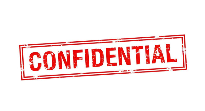 Red confidential rubber stamp on white background
