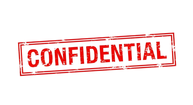 Red confidential rubber stamp on white background