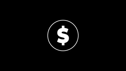 White dollar sign icon centered on black background simple minimalist finance symbol money currency - Powered by Adobe