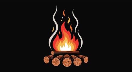 A roaring bonfire ignites the night sky with its vibrant flames and rising smoke.