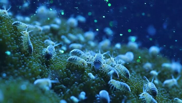Marine Isopods Colony Tiny Crustaceans on a Reef
