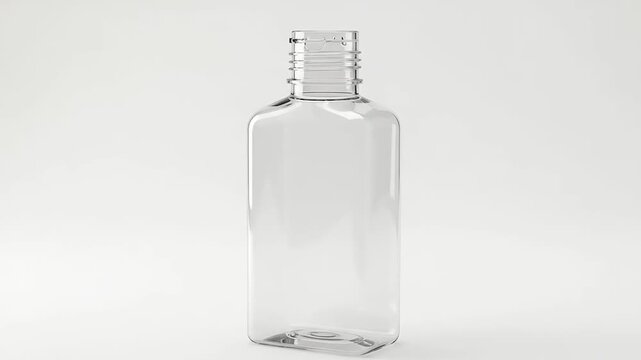 Clear Plastic Bottle on White Background for Product Mockup and Packaging Design.