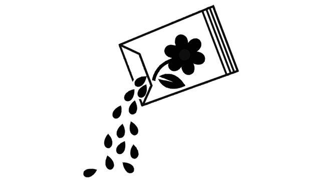Vector illustration&nbsp;of seed packet with flower and seeds pouring out on a transparent background