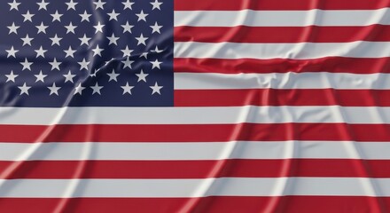 Naklejka premium Closeup of the american flag waving, showing the stars and stripes in detail with fabric texture and shadows