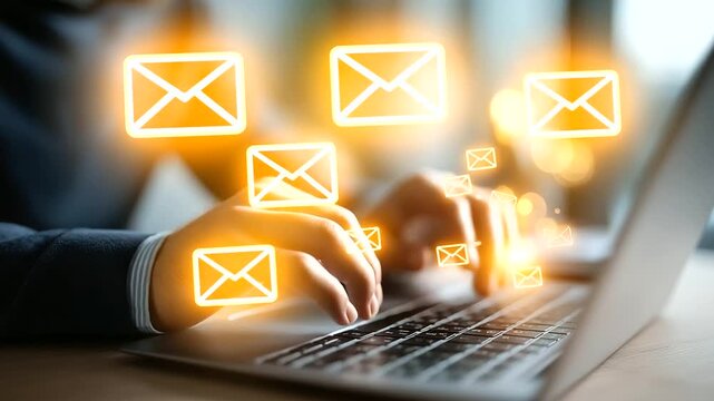 Hands setting up automated email sequence with lightbulb trigger points glowing creative nurture campaign digital marketing automation CRM visible face not shown modern office