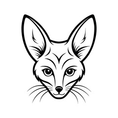 Obraz premium Fennec Fox Head Outline Line Art Vector Illustration
