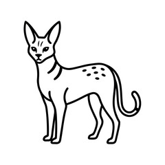 Serval Outline Line Art Vector Drawing
