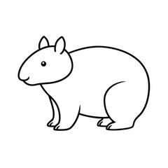 Wombat Outline Line Art Vector Illustration