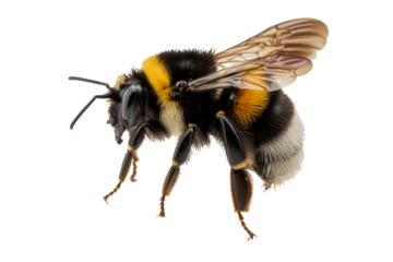 Detailed bumblebee portrait showcasing vibrant colors and intricate anatomy, perfect for educational materials or nature-themed designs, close up insect macro