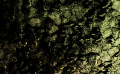 古いあばたのあるグランジでざらざらのナチュラルな自然の表面の模様で緑の色でコケの生えた岩や壁をイメージしたテクスチャや背景、壁紙