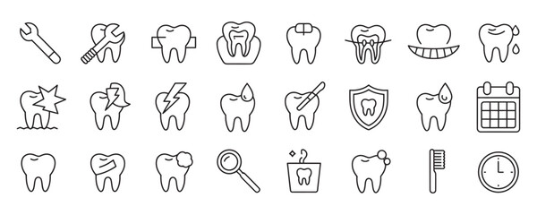 Comprehensive dental care icons for healthy, bright smiles - perfect for dentists, orthodontists, and dental health campaigns