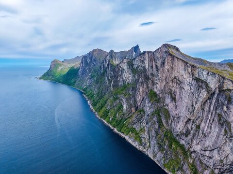 Dramatic Coastal Cliffs of Senja Island Above the Arctic Ocean, Norway