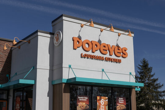 Popeyes Louisiana Kitchen Fast Food Restaurant. Popeyes is known for its Cajun Style Fried Chicken.