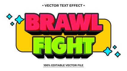 Bold Brawl Fight Editable Text Effect with Stars and Yellow Backdrop Editable Vector Design