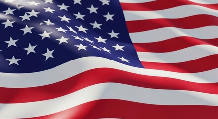 Fototapeta premium Waving american flag with detailed texture and vibrant colors, showcasing the stars and stripes in a dynamic, flowing motion against a subtle background
