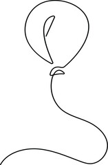 One line art drawing of a party balloon with an inner curve