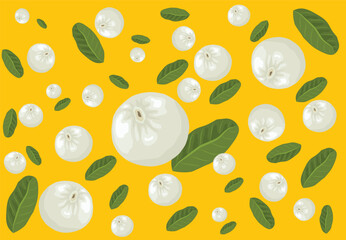 Summer longan fruit pattern on light brown background