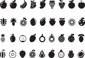 Ultimate Fruit Icon Mega Collection: Healthy Food, Tropical, Berry, and Exotic Produce Symbols