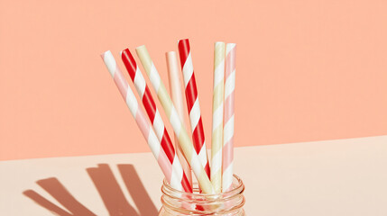 Colorful straws arranged in a jar to celebrate Cocktail Straw Day with refreshing drinks and fun gatherings