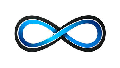 Fototapeta premium A stylized infinity symbol with a blue gradient and silver outline on a dark background