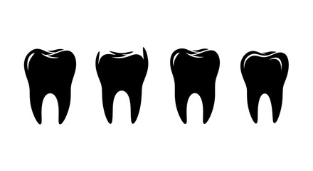 Dental tooth health and hygiene care icons set on white background