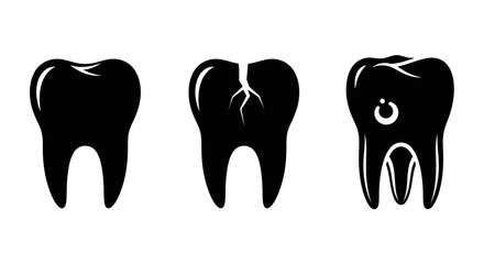 Healthy, cracked, and decayed tooth stages: dental health evolution