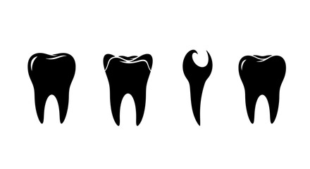 Human teeth silhouettes for dentistry and oral health concept