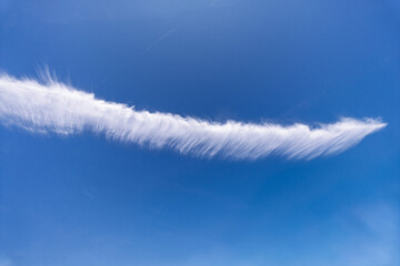 Serene sky scene with clouds, Delicate wispy clouds float across sky
