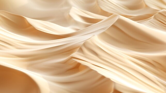 Abstract beige fabric with soft folds and shadows creating a smooth flowing texture background image