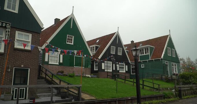 Marken. Beautiful typical fisherman village houses in Marken island Waterland, Netherlands