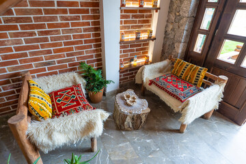 Armchair with Albanian folk ornaments from the north, interior