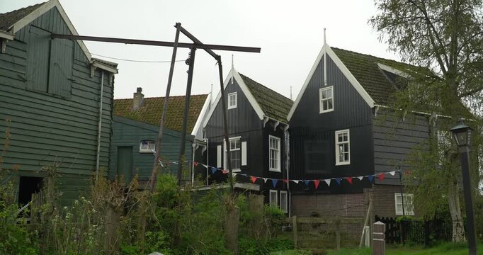 Marken. Beautiful typical fisherman village houses in Marken island Waterland, Netherlands
