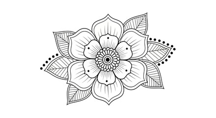 Detailed mehndi style flower illustration for coloring book art