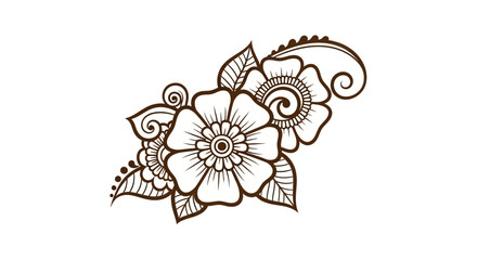 Intricate mehndi style floral design elegant brown pattern art