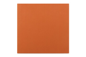 Fototapeta premium Blank orange square paper with rough texture, cut out, isolated on transparent background, offering an empty space for copy