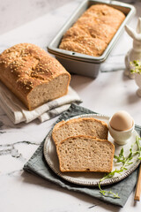 Wholemeal bread with sesame seeds, on the Easter table