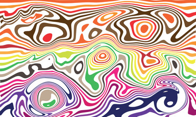 Vibrant Multicolor Organic Wavy Contour Map Style Abstract Vector