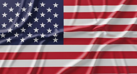 Fototapeta premium A closeup, highangle shot of the american flag waving majestically in the wind, showcasing its iconic stars and stripes in vibrant detail and rich texture, symbolizing patriotism and national pride