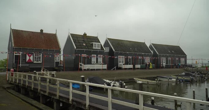 Marken. Beautiful typical fisherman village houses in Marken island Waterland, Netherlands