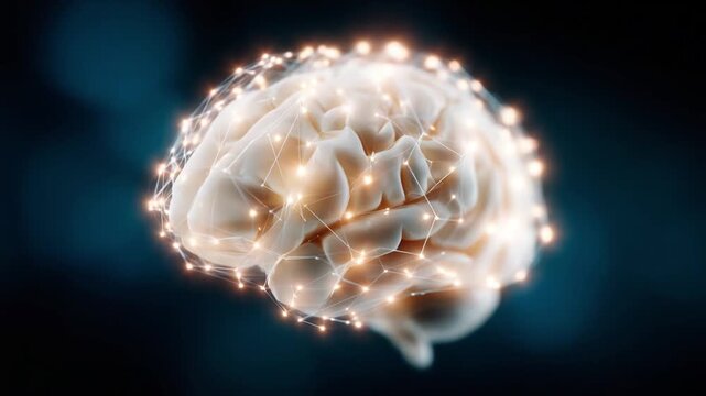 Brain's Intricate Network: An illuminating perspective of the human brain, showcasing its intricate neural network and cognitive functions, suggesting intelligence, health, and cutting-edge science.