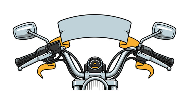 Classic motorcycle handlebars with blank banner vector art design